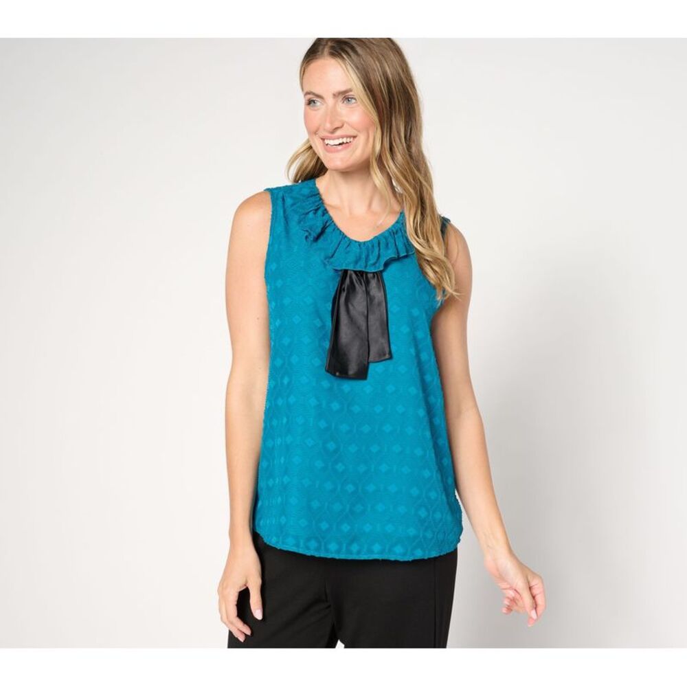 Top Knot Women's Sz M Jacquard Chiffon Satin Bow Blue A662048